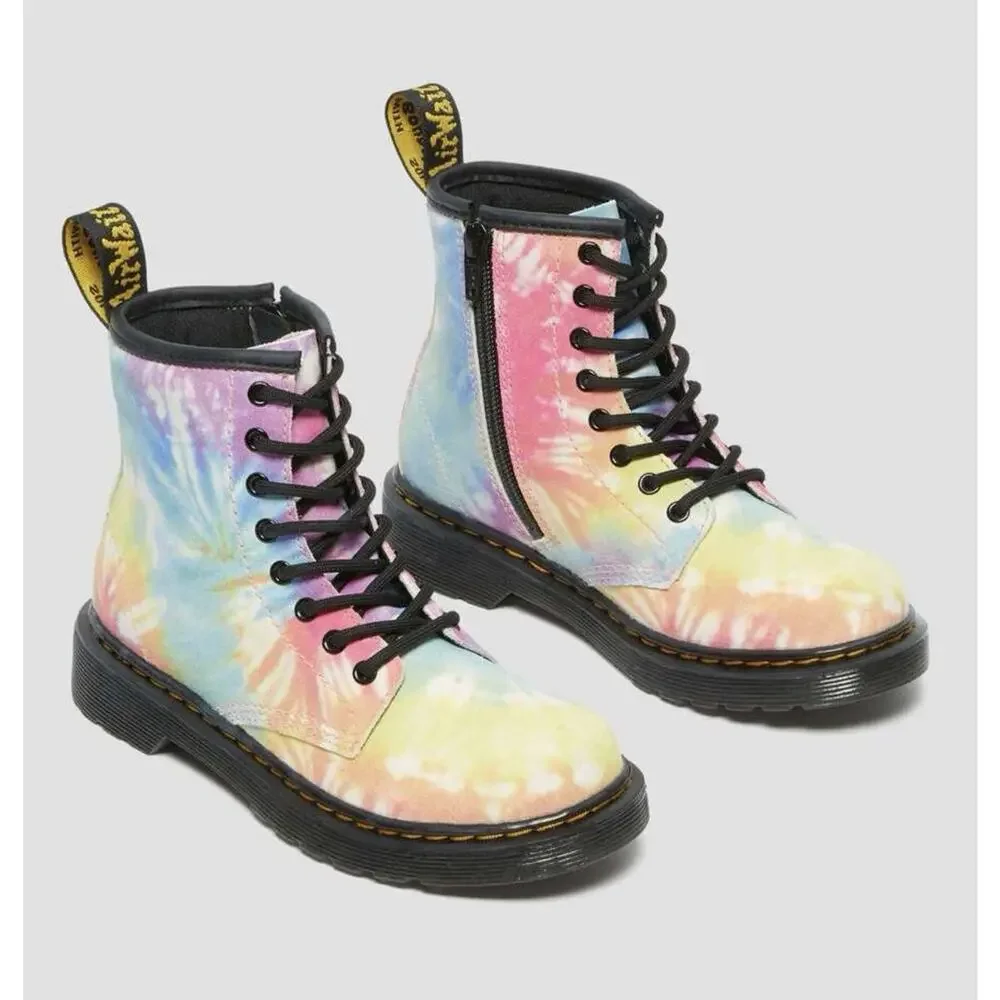 Dr. Marten’s Multi Color Tie Dye Side Zipper Lace Up Girls’ Combat Boots Size 6